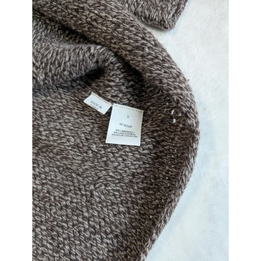 Manoush Knit Cardigan Sweater Pockets Button Front Brown Wool Blend Small‎